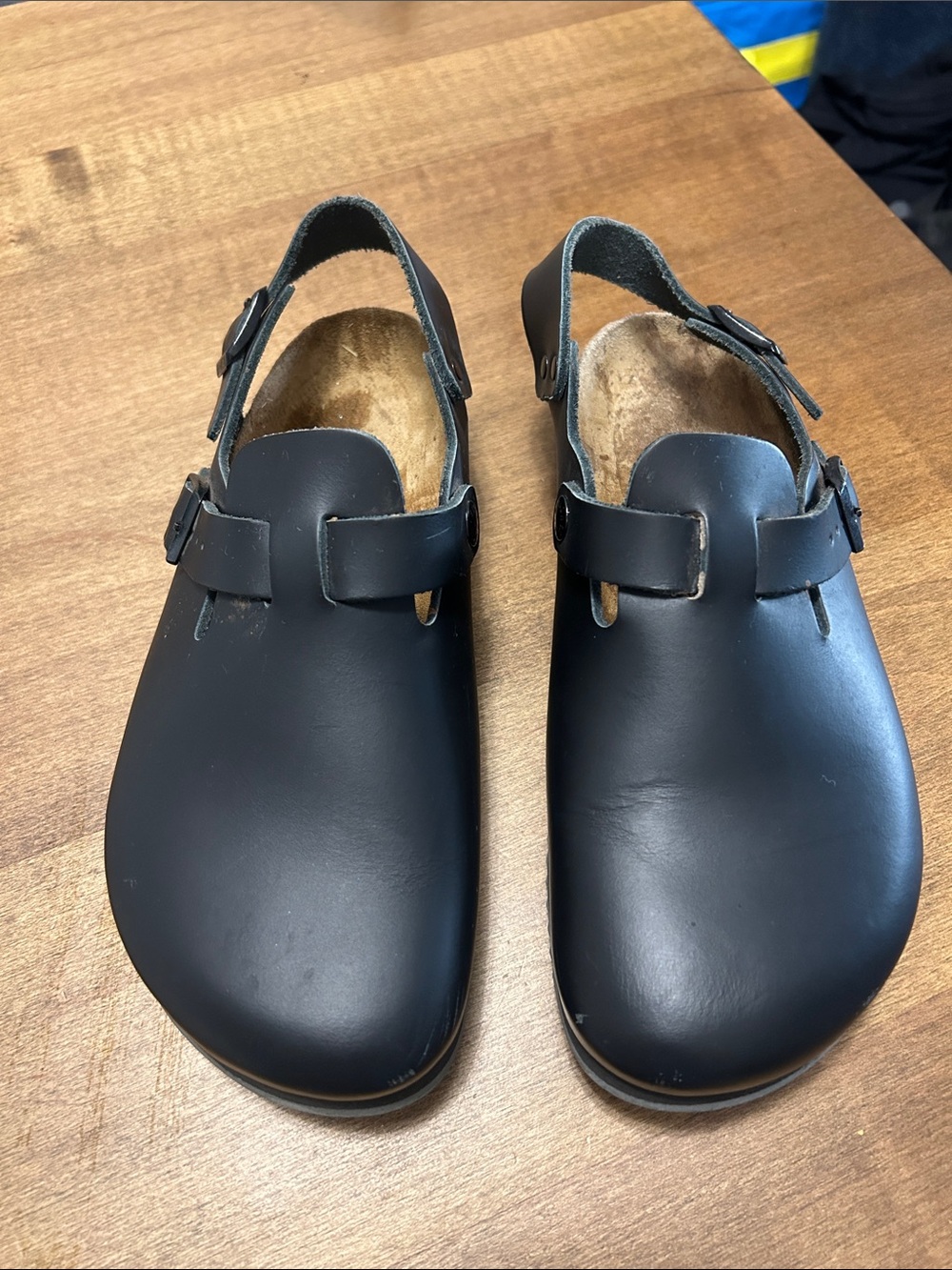Birkenstock Black Leather Women's Clogs with Backstrap